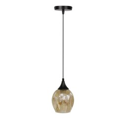 Aspa lampa wisząca czarny 1x40W E27 klosz brązowy