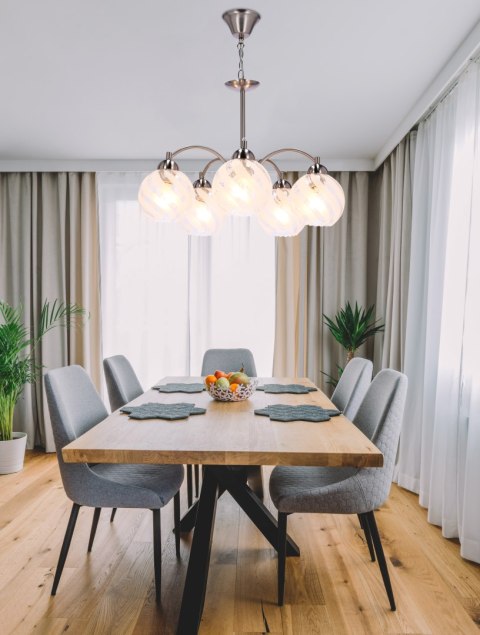 Baida lampa wisząca satynowy 5x60W E27 klosz matowo transparentny Baida lampa wisząca satynowy 5x60W E27 klosz matowo transparentny