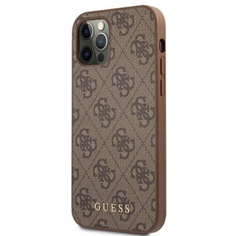 Guess 4G Metal Gold Logo - Etui iPhone 12 / iPhone 12 Pro (brązowy) Guess 4G Metal Gold Logo - Etui iPhone 12 / iPhone 12 Pro (brązowy)