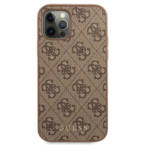 Guess 4G Metal Gold Logo - Etui iPhone 12 / iPhone 12 Pro (brązowy) Guess 4G Metal Gold Logo - Etui iPhone 12 / iPhone 12 Pro (brązowy)