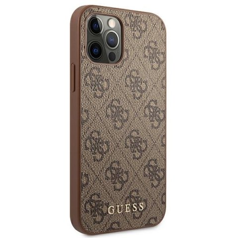 Guess 4G Metal Gold Logo - Etui iPhone 12 / iPhone 12 Pro (brązowy) Guess 4G Metal Gold Logo - Etui iPhone 12 / iPhone 12 Pro (brązowy)