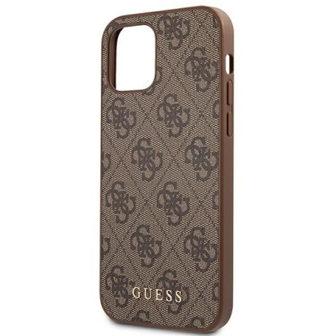 Guess 4G Metal Gold Logo - Etui iPhone 12 / iPhone 12 Pro (brązowy) Guess 4G Metal Gold Logo - Etui iPhone 12 / iPhone 12 Pro (brązowy)