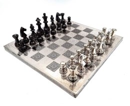 Ekskluzywne zdobione szachy metalowe - Szachownica 35 x 35 cm - 20132