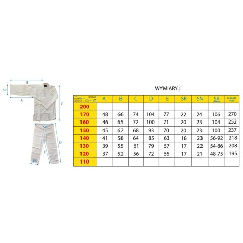 KIMONO ENERO JUDO AIKIDO 150CM BIAŁE KIMONO ENERO JUDO AIKIDO 150CM BIAŁE