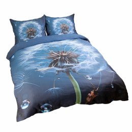 Pościel satynowa 220x200 Dmuchawiec granatowa 12401 SATYNLOVE PREMIUM