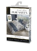 Pościel satynowa 160x200 Pure Sateen 008 kremowa niebieska kwiaty Faro