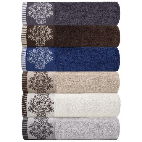 Ręcznik Gracja 70x140 grafitowy frotte z bordiurą w stylu orientalnym 550 g/m2 Ręcznik Gracja 70x140 grafitowy frotte z bordiurą w stylu orientalnym 550 g/m2