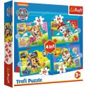 Puzzle 4w1 Psi Patrol Biegnące Pieski 3+ Trefl 34628