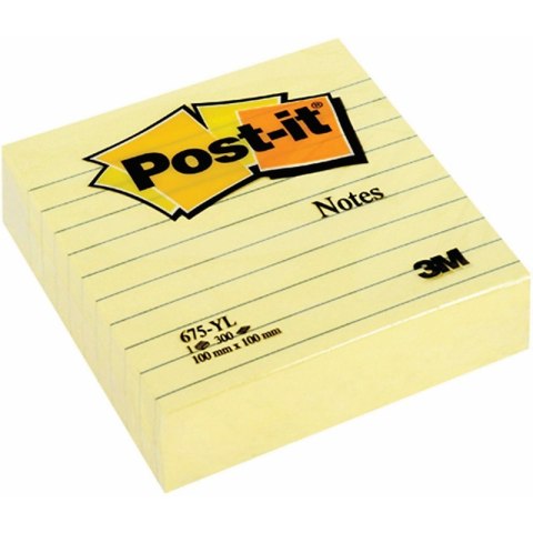 Karteczki Post-it 100x100mm (675-YL) w linie żółte (300) Karteczki Post-it 100x100mm (675-YL) w linie żółte (300)