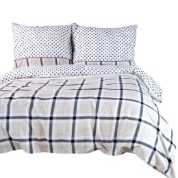 Pościel flanelowa 160x200 Kratka beżowa 31499/1 Flanela 3 Darymex