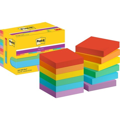 Karteczki Post-it Super Sticky 47.6x47.6mm (622-12SS-PLAY) (12x90) Karteczki Post-it Super Sticky 47.6x47.6mm (622-12SS-PLAY) (12x90)