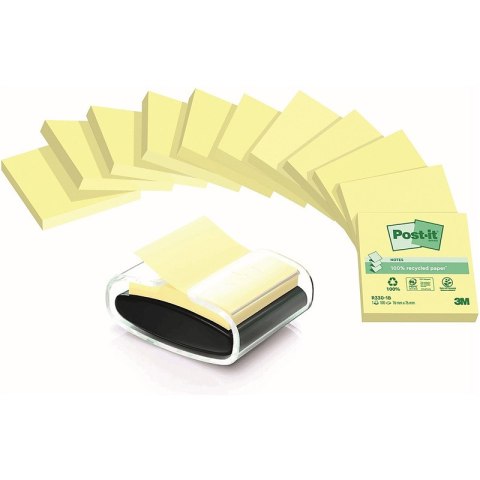 Karteczki Post-it Z-Notes 76x76mm (R330-18) (+ podajnik) żółte (12x100)