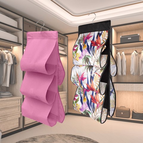 FLORAL w kwiaty wiszący organizer do szafy 5 przegród na torebki, paski 72x42cm FLORAL w kwiaty wiszący organizer do szafy 5 przegród na torebki, paski 72x42cm