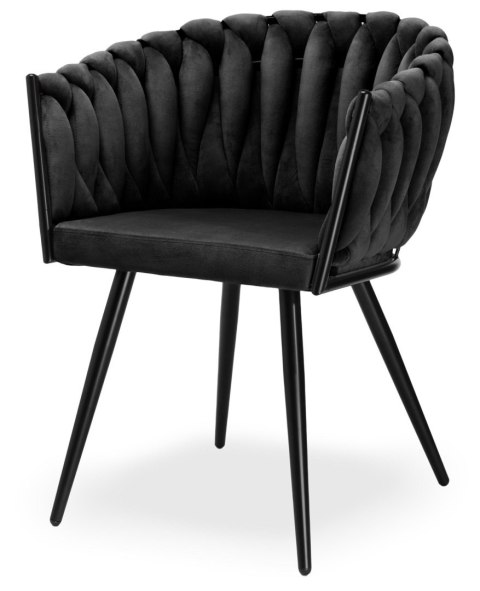 Krzesło plecione Lugano fotel TRECCIA BLACK VELVET SMOKE