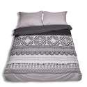 Pościel flanelowa 220x200 F-91 szara grafitowa ornamenty paski Matex