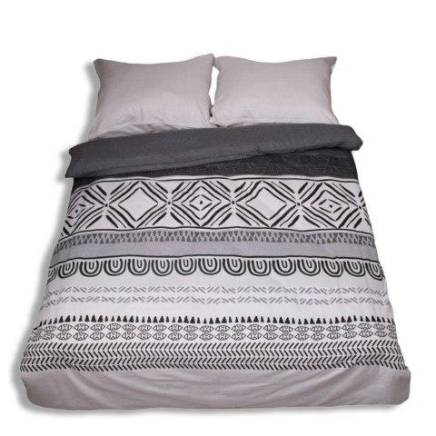 Pościel flanelowa 220x200 F-91 szara grafitowa ornamenty paski Matex