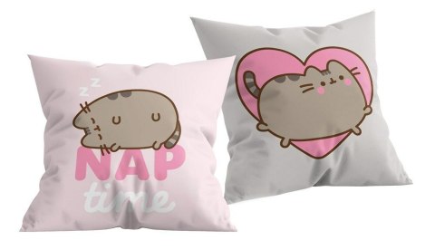 Poduszka dziecięca 40x40 Pusheen Kot Nap różowa szara H1