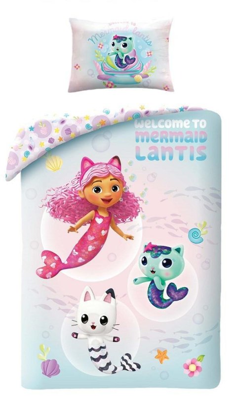 Pościel bawełniana 100x135 Koci domek Gabi Gabby`s Dollhouse miętowa poszewka 40x60 100% bawełna Halantex Pościel bawełniana 100x135 Koci domek Gabi Gabby`s Dollhouse miętowa poszewka 40x60 100% bawełna Halantex