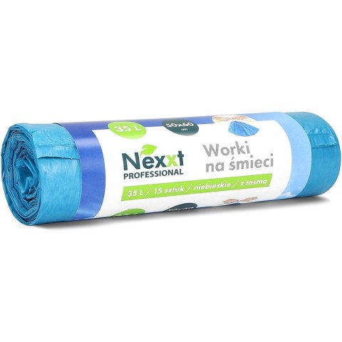 Worki na śmieci Nexxt 35L LDPE z taśmą niebieskie (15)