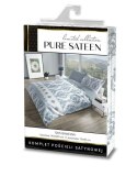 Pościel satynowa 160x200 Pure Sateen 013 biała niebieska ornamenty z jedną poszewką Faro