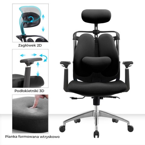 Fotel biurowy ergonomiczny Stelio Czarny Fotel biurowy ergonomiczny Stelio Czarny