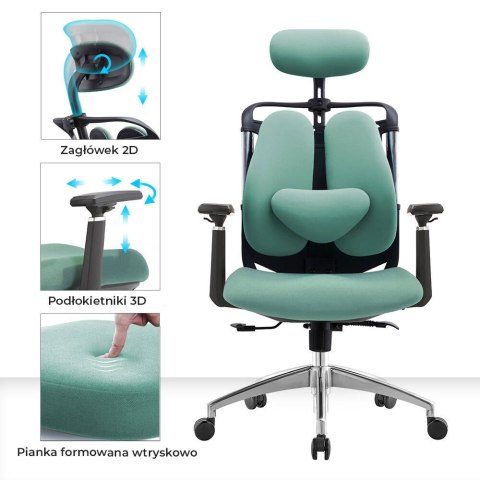 Fotel biurowy ergonomiczny Stelio Zielony Fotel biurowy ergonomiczny Stelio Zielony