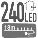 LAMPKI CHOINKOWE ŁAŃCUCH ŚWIETLNY 240 LED TIMER MULTIKOLOR