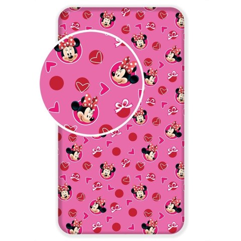 Prześcieradło bawełniane z gumką 90x200 Myszka Mini 2888 Minnie Mouse dla dzieci JF24