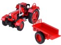 Czerwony Metalowy Traktor z przyczepką Skrętne Gumowe koła 1:18 ZA5202