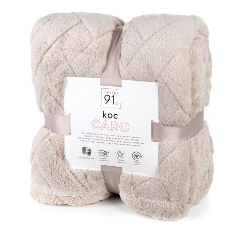 Koc narzuta 200x220 Caro beżowy z mikrofibry D91 Koc narzuta 200x220 Caro beżowy z mikrofibry D91