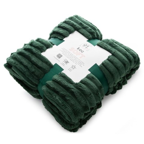 Koc narzuta 170x210 Soft zielony ciemny z mikrofibry D91 Koc narzuta 170x210 Soft zielony ciemny z mikrofibry D91