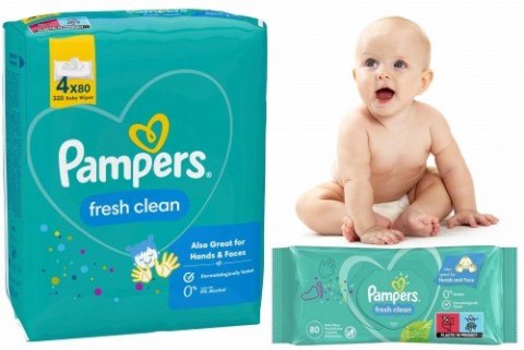 PAMPERS Chusteczki Nawilżane Fresh Clean 4 x 80 szt.