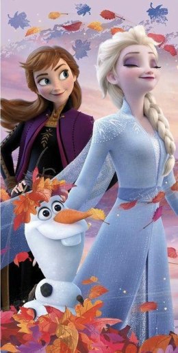 Ręcznik plażowy 70x140 Frozen Kraina Lodu Anna i Elsa fioletowy dziecięcy bawełniany Kids25