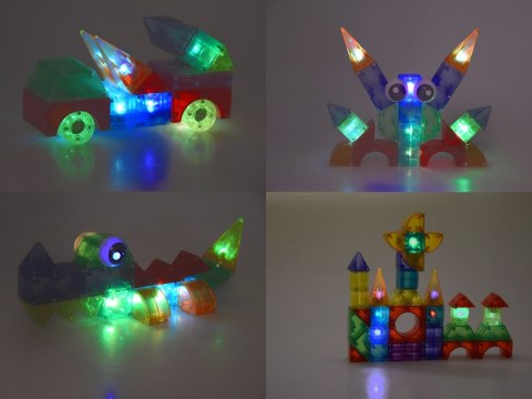 Klocki magnetyczne 3D Podświetlane klocki magnetyczne 64 ele ZA5240 Klocki magnetyczne 3D Podświetlane klocki magnetyczne 64 ele ZA5240