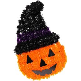 FIGURKA DEKORACYJNA DYNIA 35CM HALLOWEEN FIOLETOWY PASEK