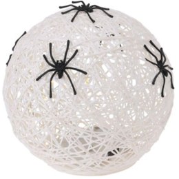 KULA DEKORACYJNA LAMPKA Z PAJĄKIEM LED 15CM HALLOWEEN BIAŁA