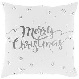 Poszewka świąteczna 45x45 Snow biała srebrna Merry Christmas BN23