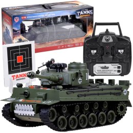 Duży zdalnie sterowany CZOŁG na pilota German Tiger 45cm strzela RC0252ZI