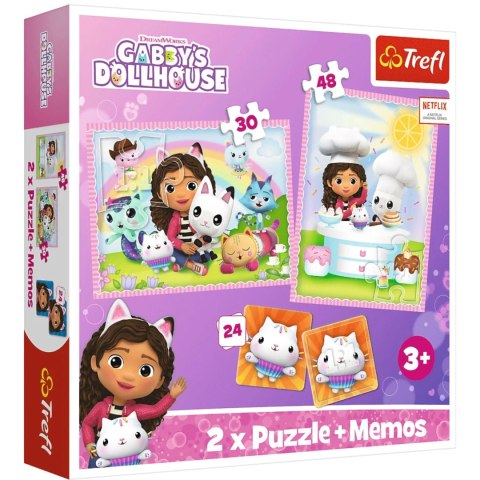 Puzzle 2w1+ Memos Koci Domek Gabi 3+ Gabi z Kocim Przyjacielem Trefl 93382