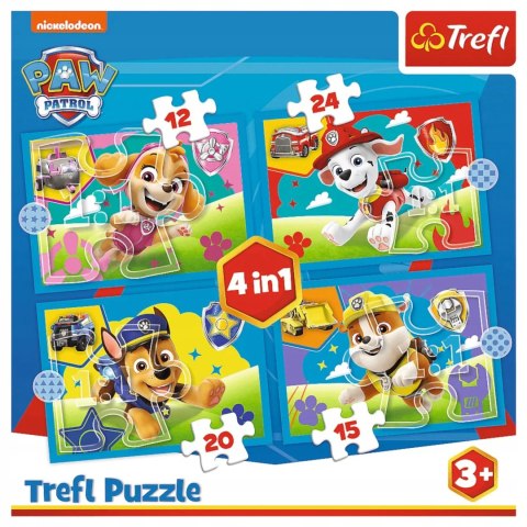 Puzzle 4w1 Psi Patrol Biegnące Pieski 3+ Trefl 34628