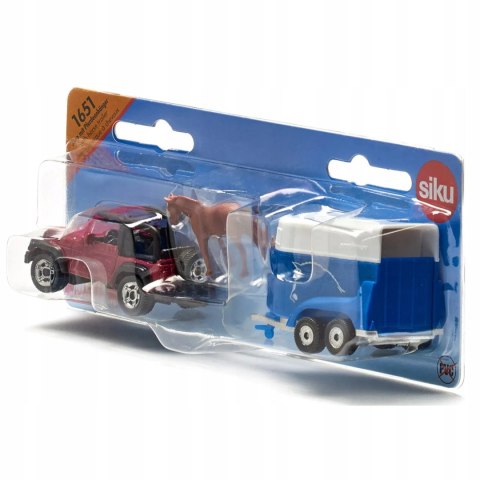 Siku Jeep z przyczepą na konie metal model S1651 Siku Jeep z przyczepą na konie metal model S1651