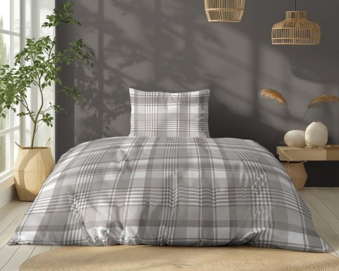 Pościel bawełniana 140x200 beżowa biała kratka 5246 B Bawełna 48 Pościel bawełniana 140x200 beżowa biała kratka 5246 B Bawełna 48