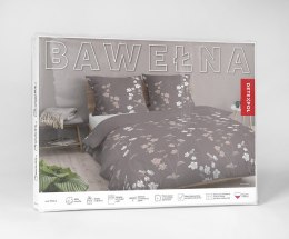 Pościel bawełniana 140x200 beżowa ciemna różowa kwiatki 5250 A Bawełna 48