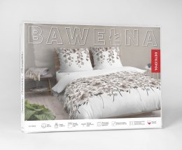 Pościel bawełniana 140x200 biała beżowa ciemna kwiatki 5252 B Bawełna 48