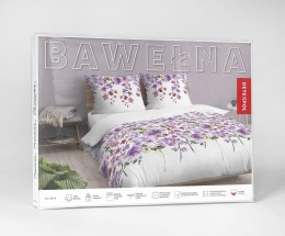 Pościel bawełniana 140x200 biała fioletowa kwiatki 5252 A Bawełna 48