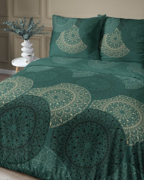 Pościel satynowa 160x200 4824 A zielona butelkowa złota geometria Home Satin 59 Pościel satynowa 160x200 4824 A zielona butelkowa złota geometria Home Satin 59