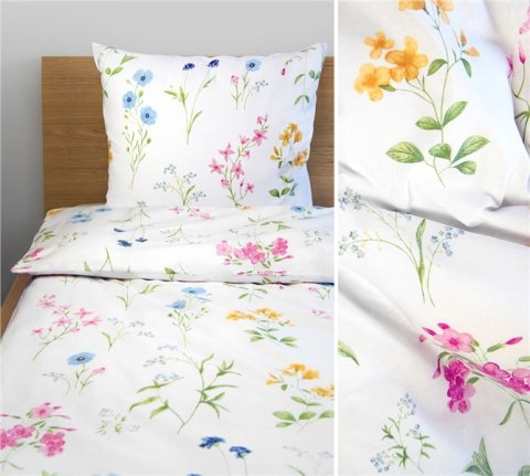 Pościel bawełniana 160x200 Lia biała kolorowa kwiaty Bielbaw Premium Pościel bawełniana 160x200 Lia biała kolorowa kwiaty Bielbaw Premium