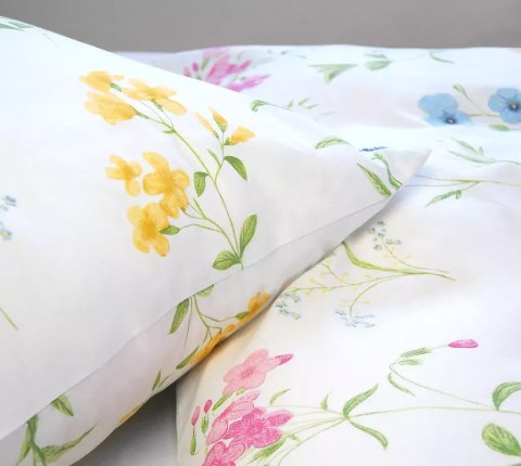 Pościel bawełniana 160x200 Lia biała kolorowa kwiaty Bielbaw Premium Pościel bawełniana 160x200 Lia biała kolorowa kwiaty Bielbaw Premium