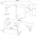 Zestaw cateringowy Rattan czarny stół 180 cm+ 2 ławki