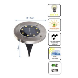 LAMPA SOLARNA 8 LED SMD DO WBICIA W PODŁOŻE KPL.4SZT